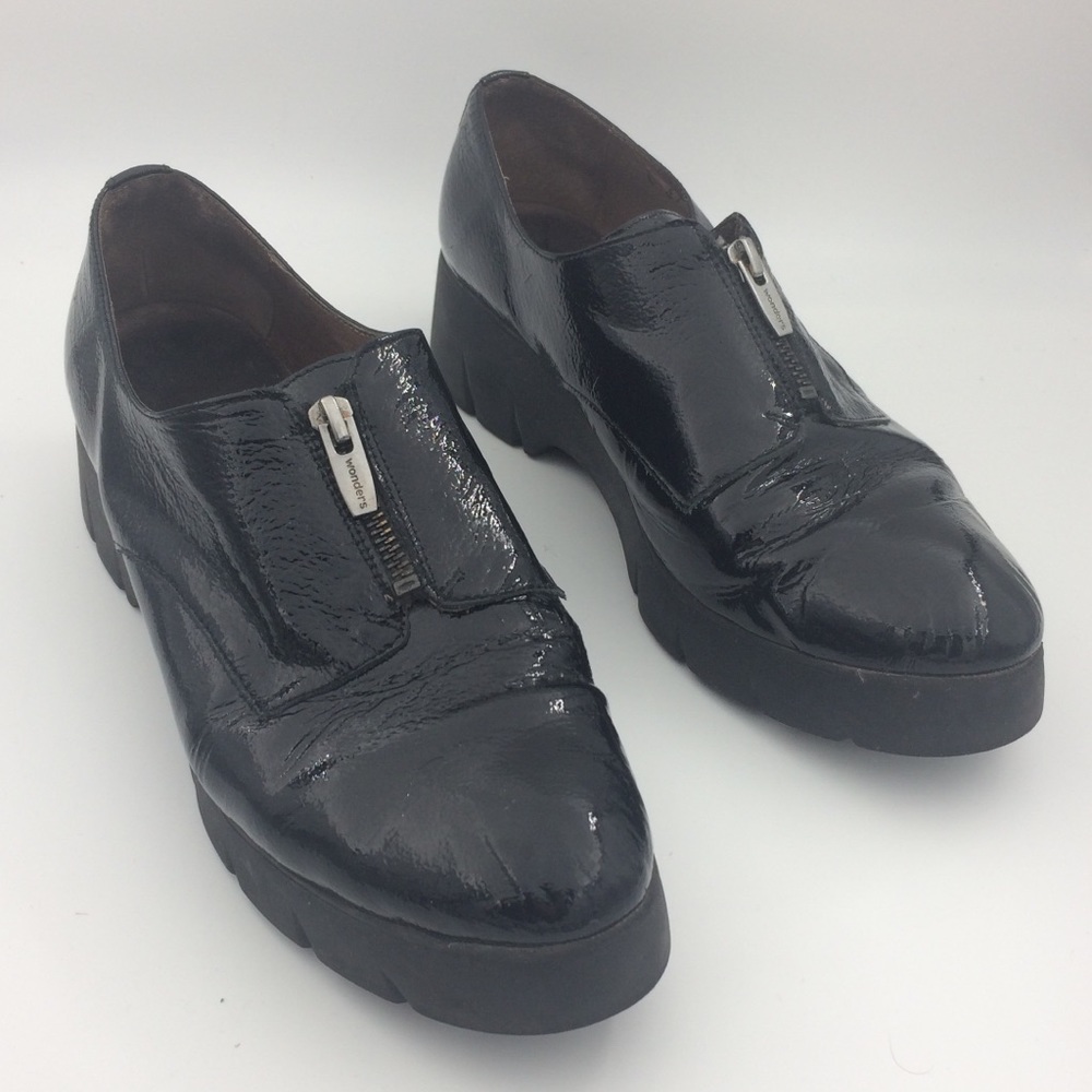 Wonders Patent Leather Platform Loafer w Zipper